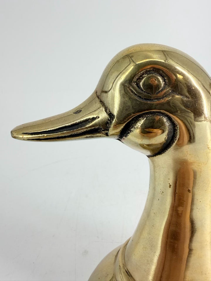 Gold Tone Brass Duck Book Ends