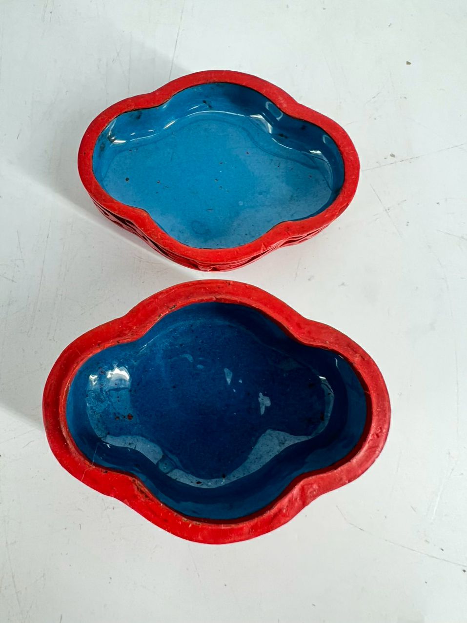 ANTIQUE Red Cinnabar Trinket Box