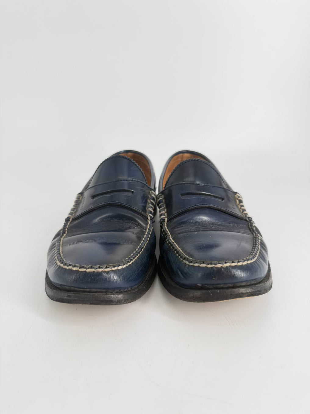 GUCCI Size 8.5 Navy Leather Loafers