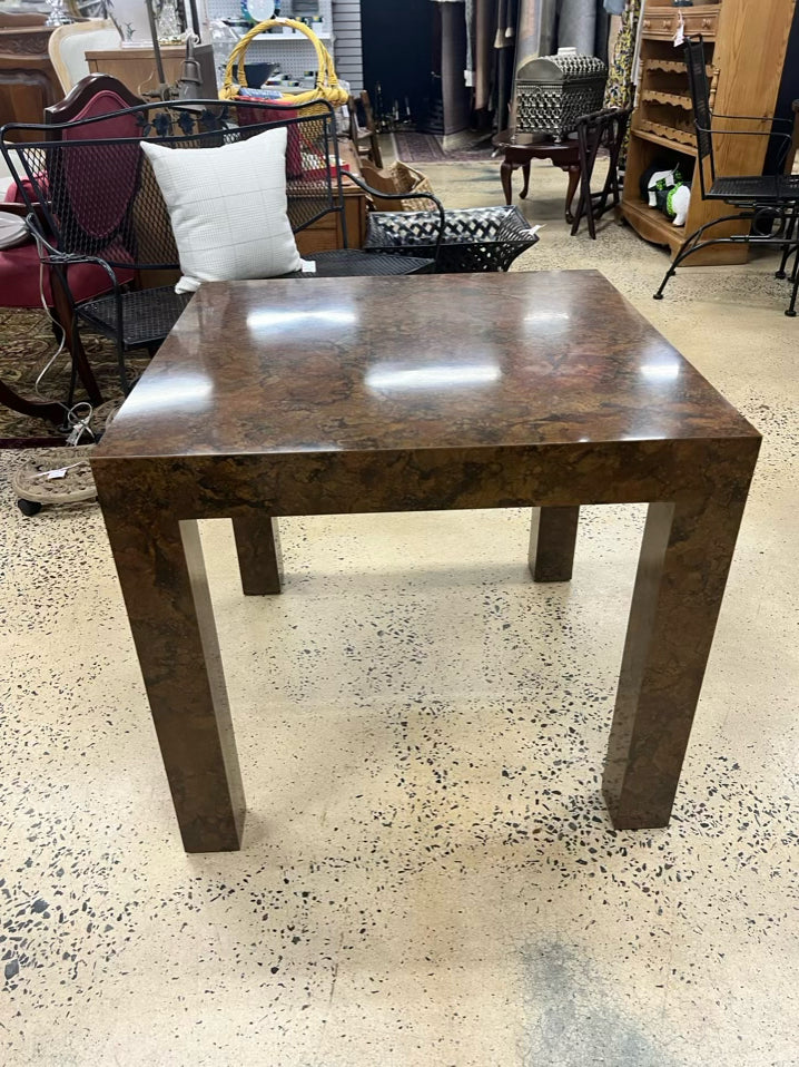 Brown Parsons Copper Look Occasional Table
