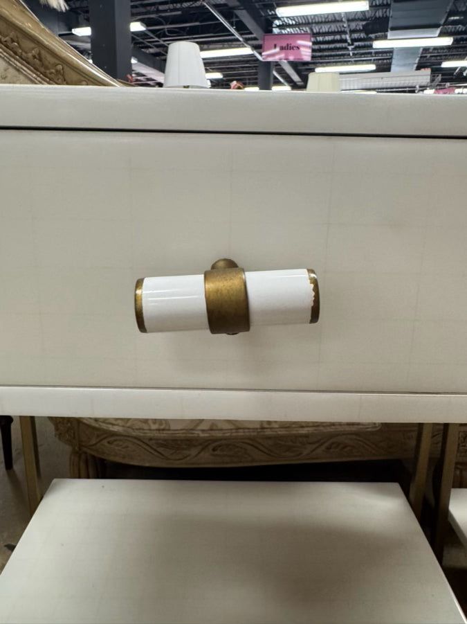 GABBY HOME White & Gold Handles Pair of End Tables