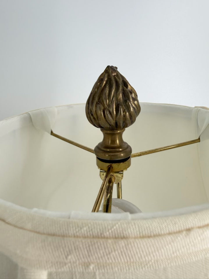 Brass & Crystal Urn Lamp w/ Shade