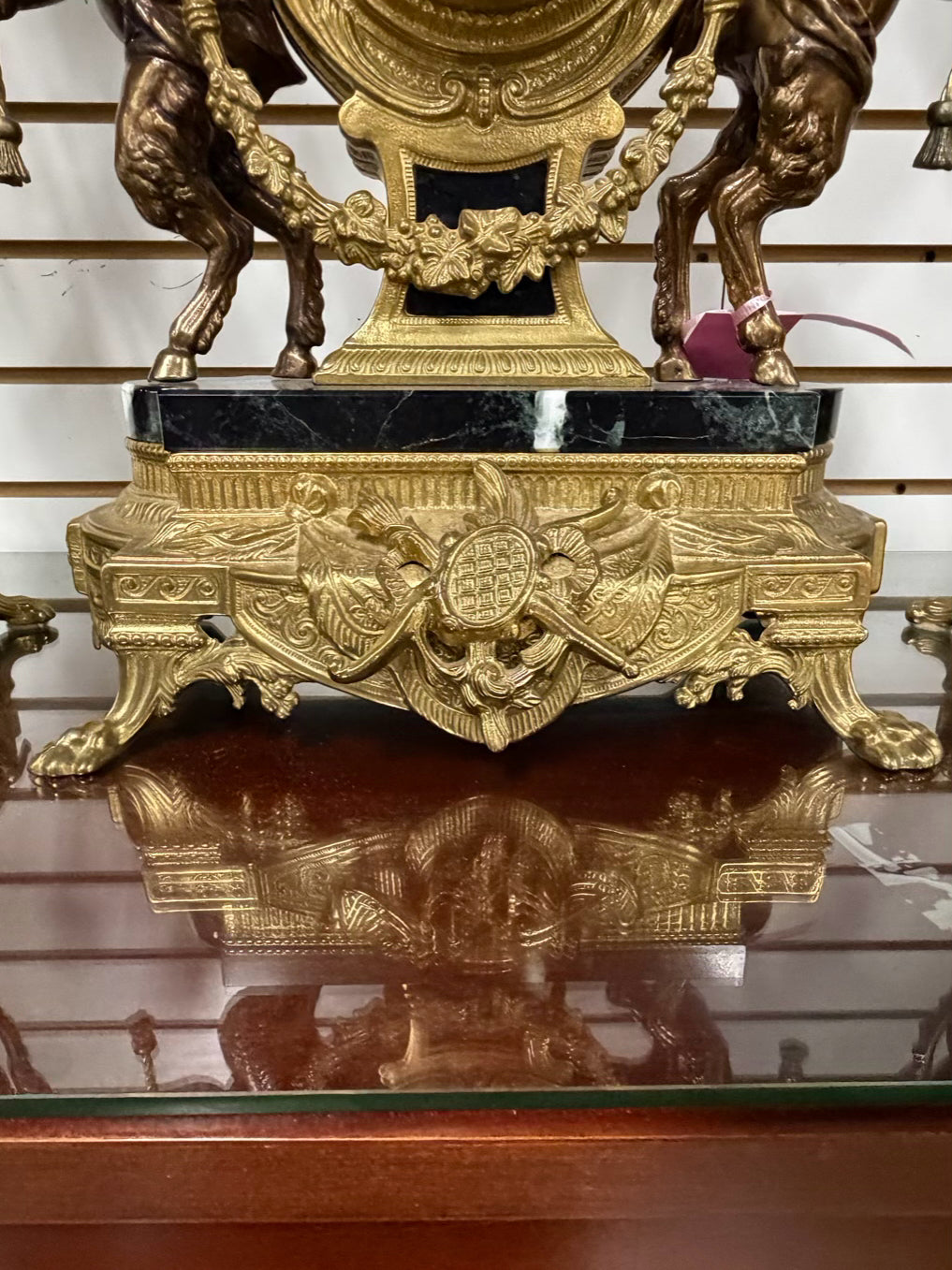 ITALIAN Brass & Marble 3 Piece Clock & Candelabra
