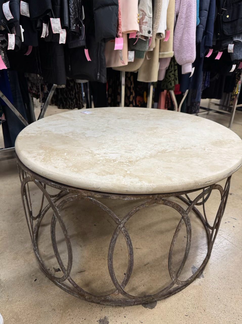 Stone & Metal Round Coffee Table
