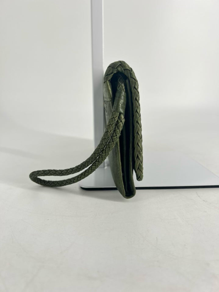 HOBO Green Leather Woven Wristlet