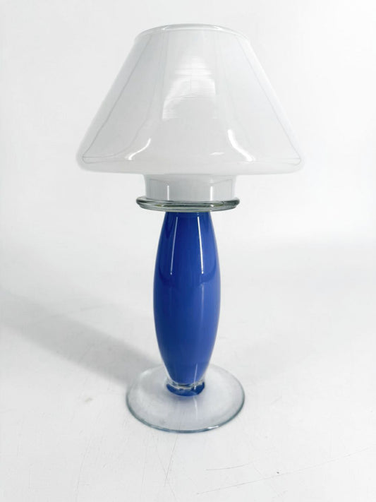 MURANO GLASS Blue & White Glass Votive Candle Holder