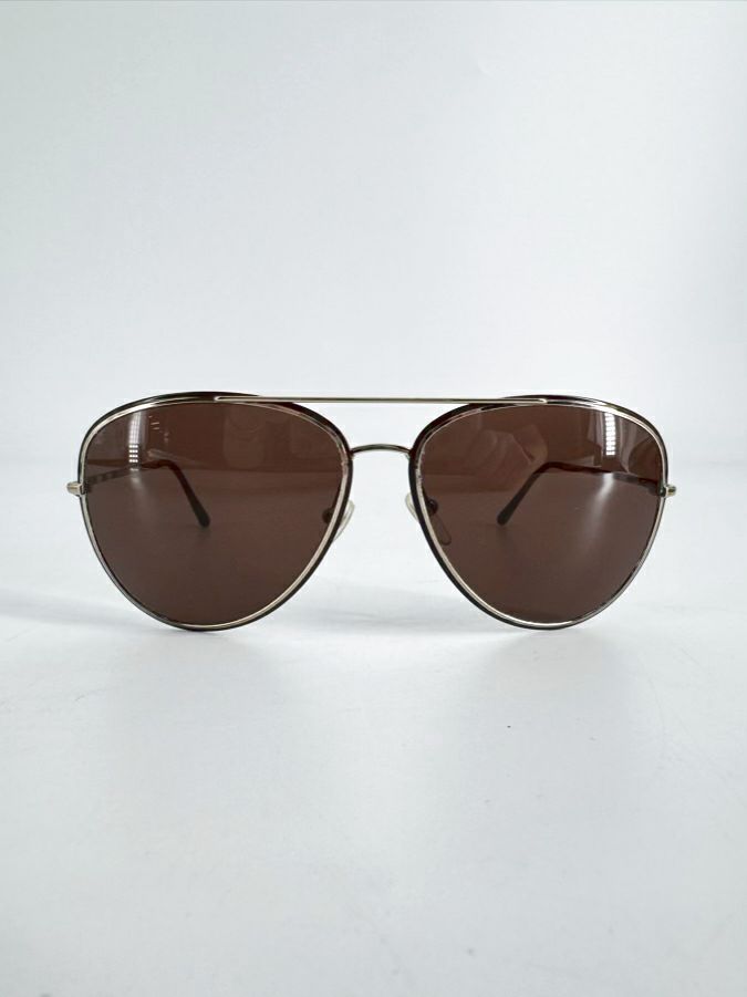 BURBERRY Metal Brown & Gold Aviator Sunglasses