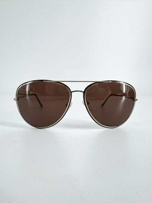 BURBERRY Metal Brown & Gold Aviator Sunglasses