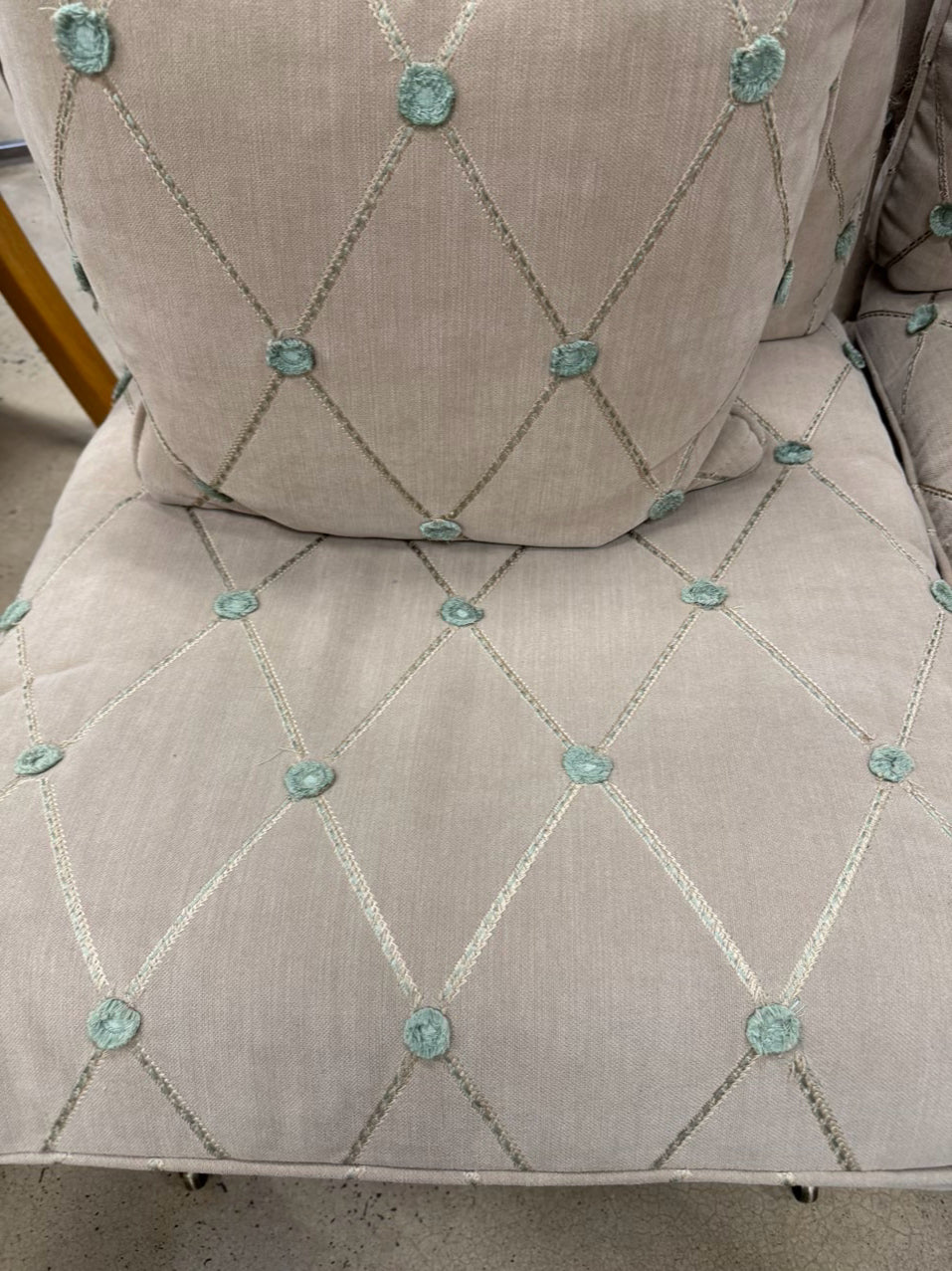 Tan & Green Pair of Armless Accent Chairs