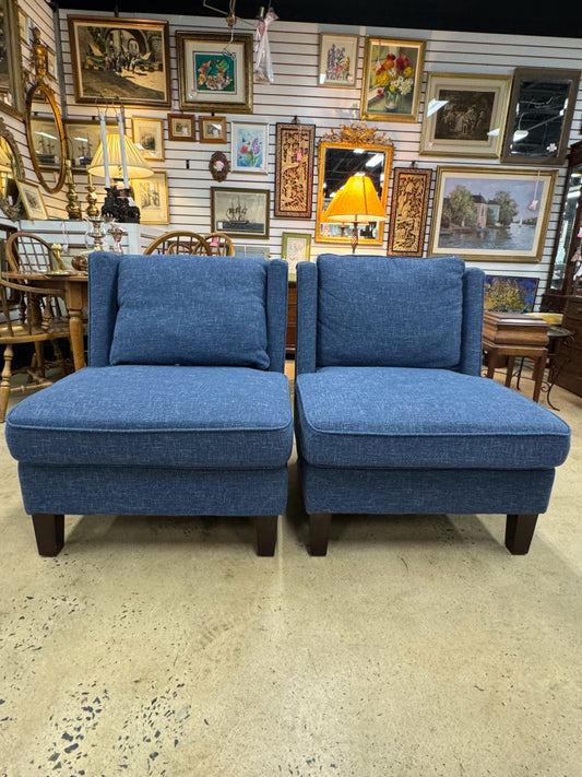 VANGUARD Blue Pair of Slipper Chairs