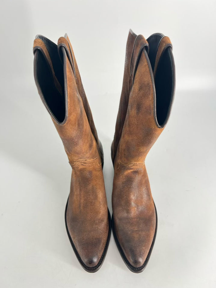 TONY MORA Size 44 Cognac Leather Cowboy Boots