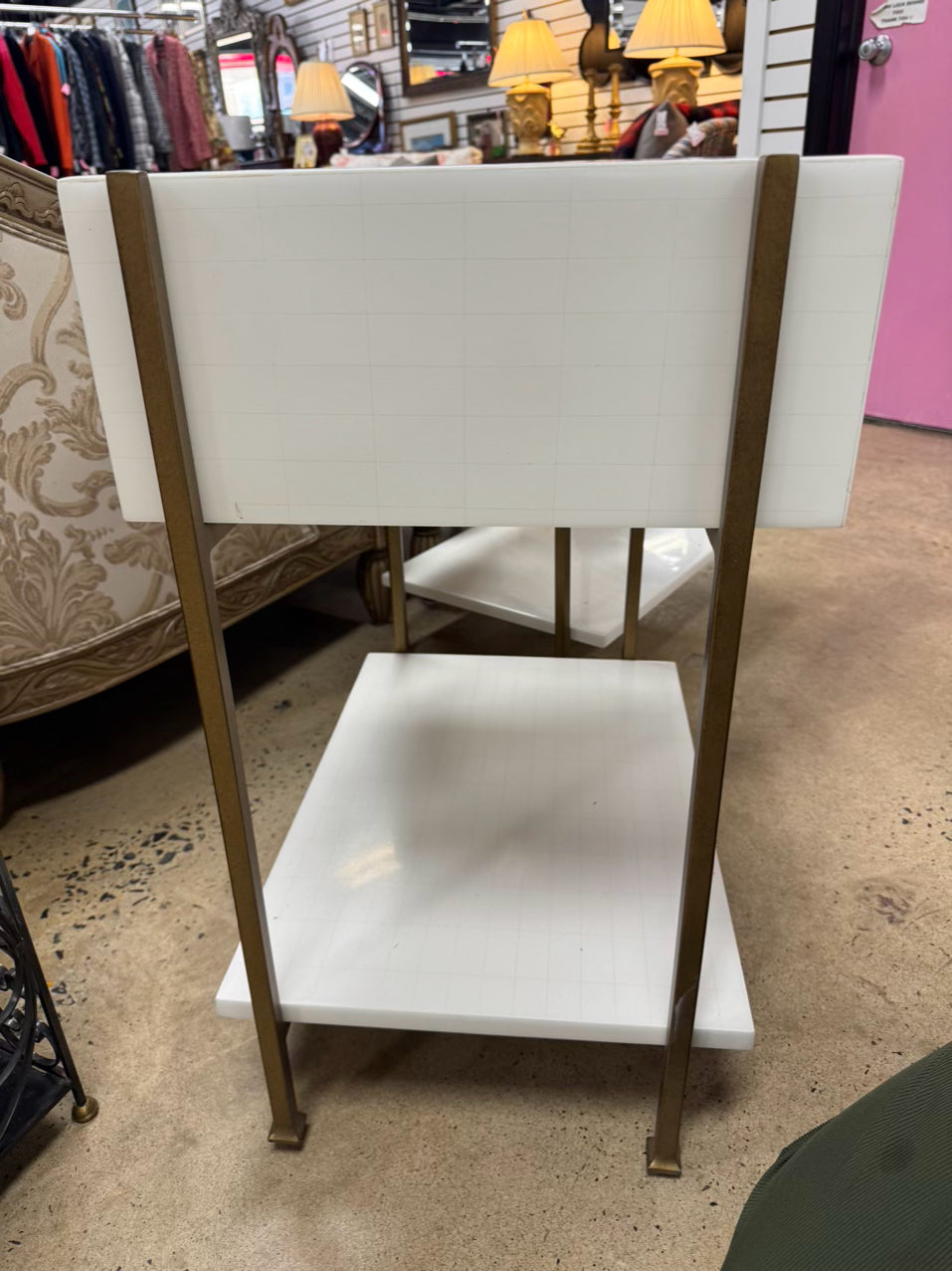 GABBY HOME White & Gold Handles Pair of End Tables