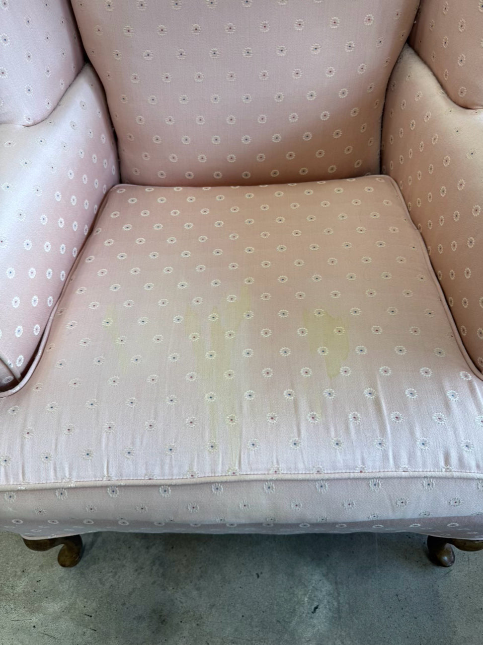 Pink Queen Anne Legs Wingback Chair