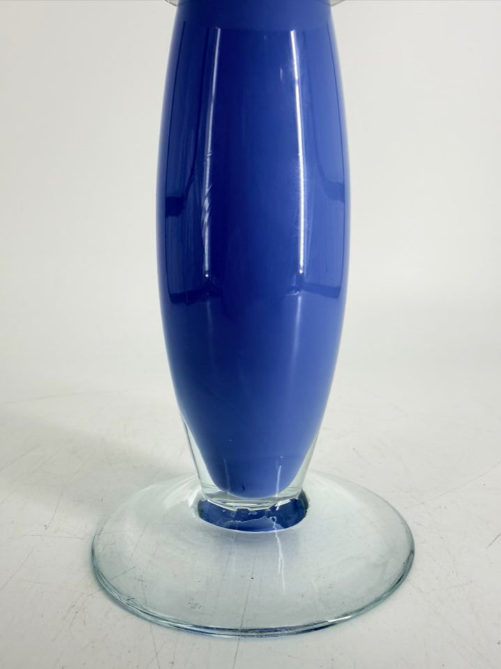 MURANO GLASS Blue & White Glass Votive Candle Holder