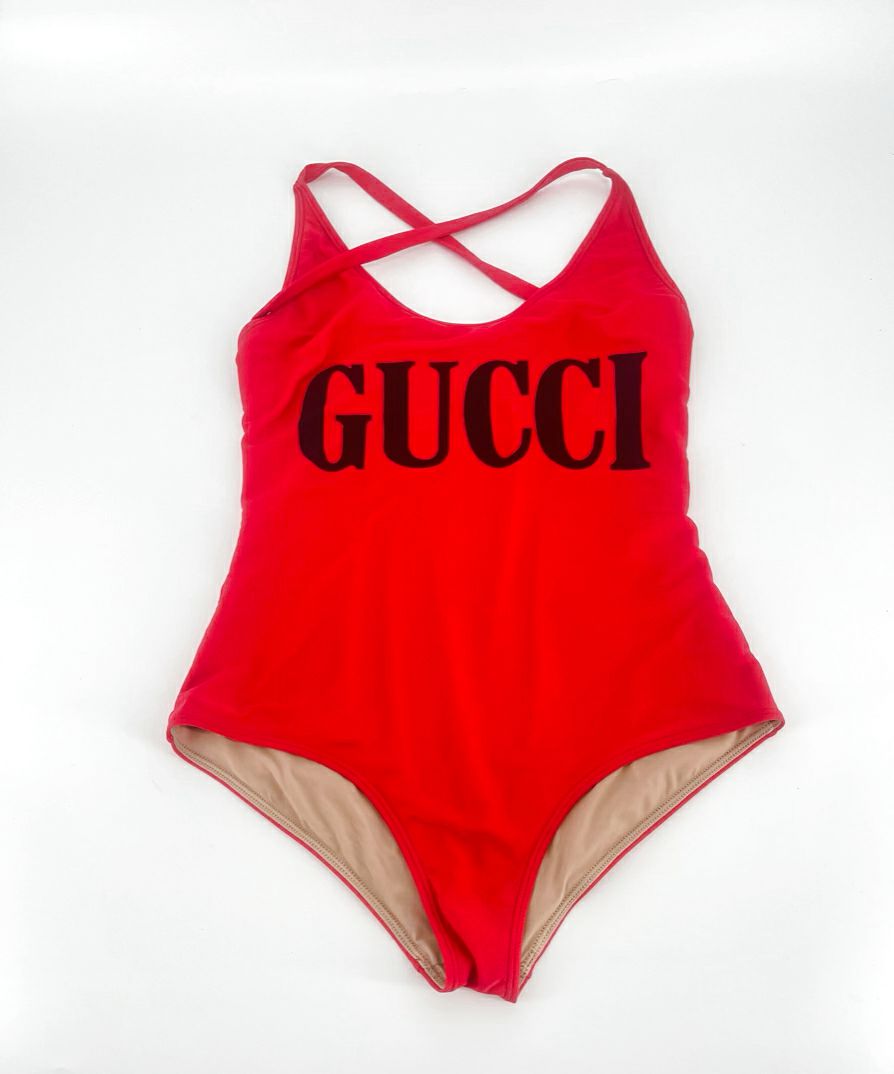 GUCCI Red & Black Size M 1pc Swimsuit