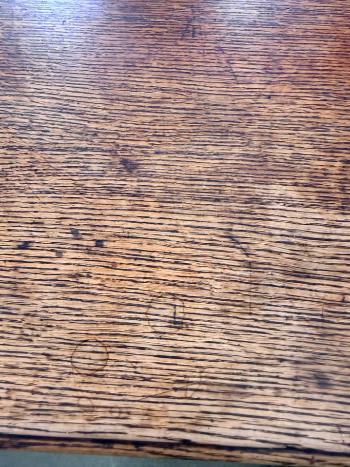 Medium Brown English Oak Occasional Table w/ 3 Drawers