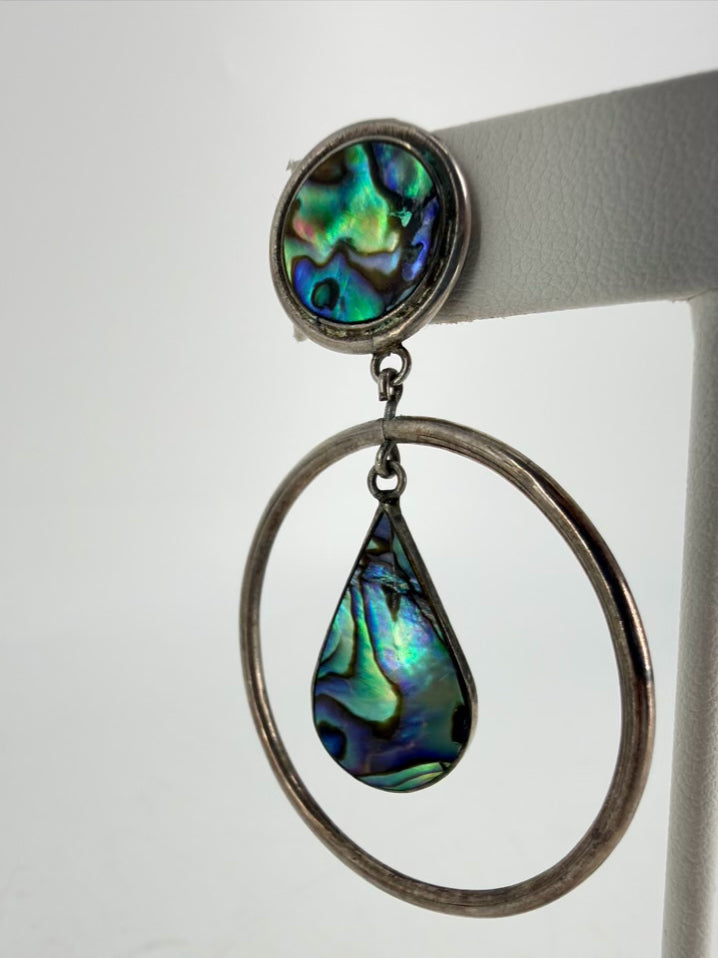 STERLING SILVER Abalone Shell Drop Earrings