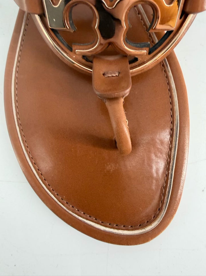 TORY BURCH Size 9 Cognac Monogram Sandals