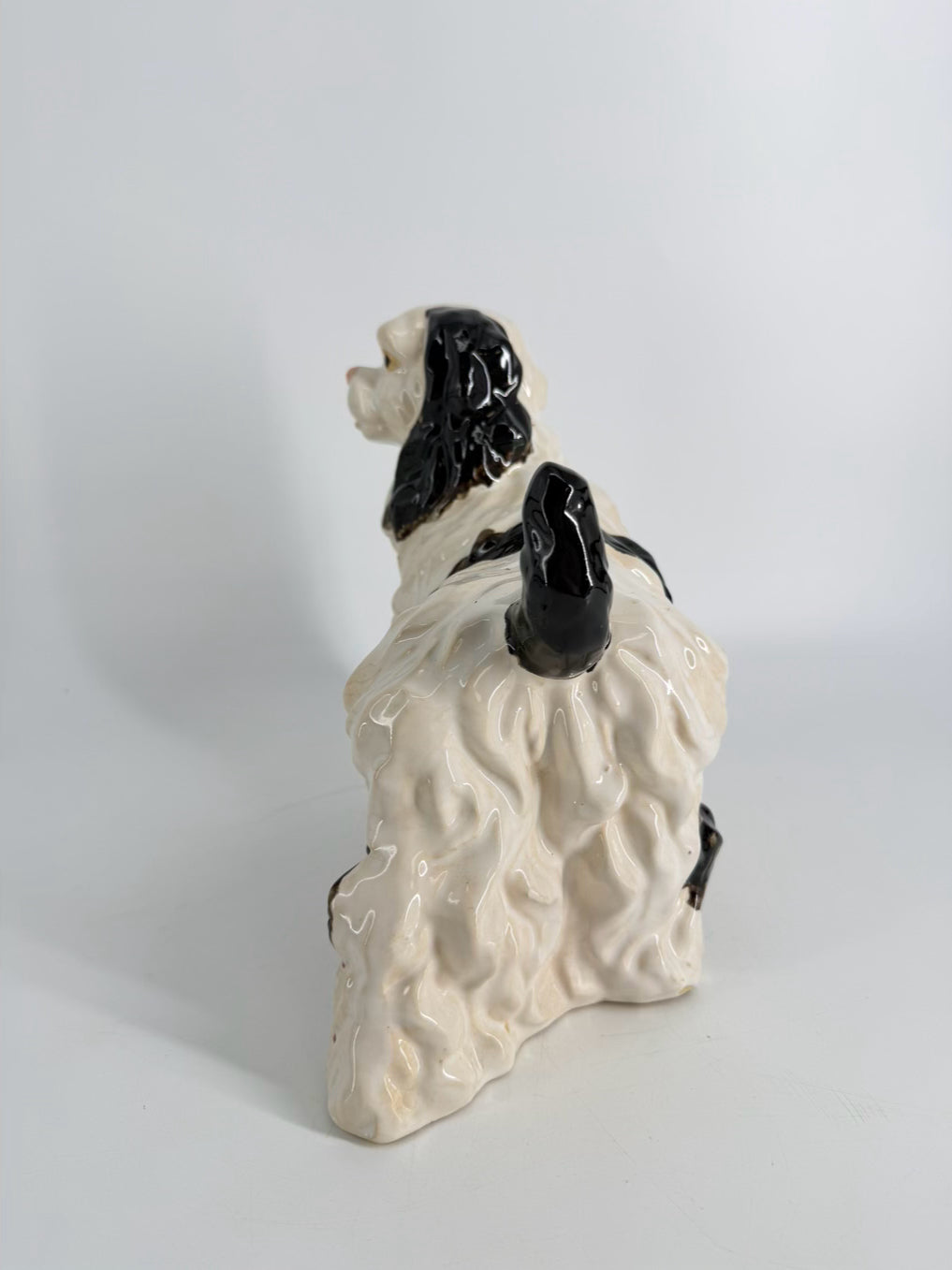 Black & White Ceramic Staffordshire Style Cavalier King Charles Dog Figure