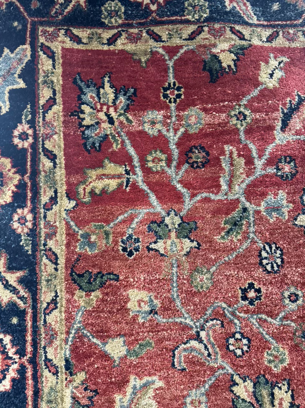 ETHAN ALLEN Red & Blue Mughal Kashan Area Rug