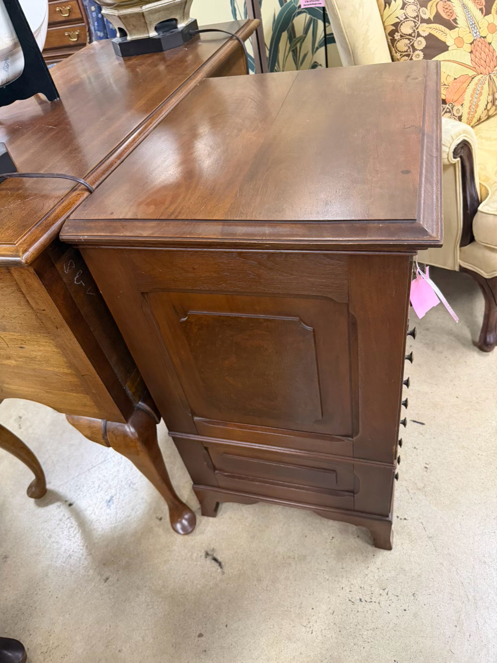 Wood Spool Chest w/ Drawers