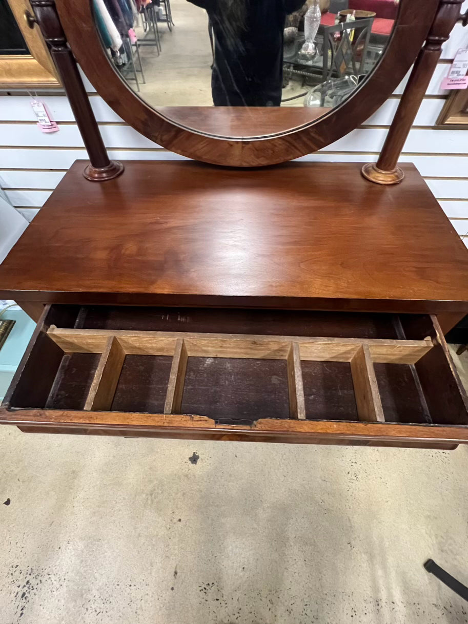 ANTIQUE Wood Empire Chest w/ Mirror