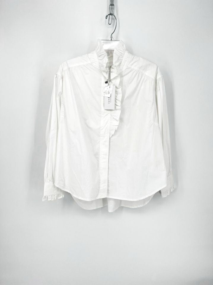 SUNDAYS by WEARESUNDAYS Size M White Ruffle Detail Blouse NWT