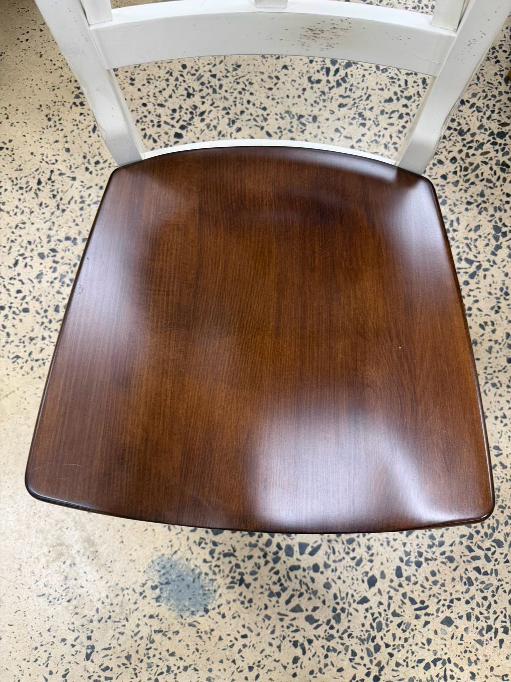 Brown & White Wood Round Table & 2 Chairs