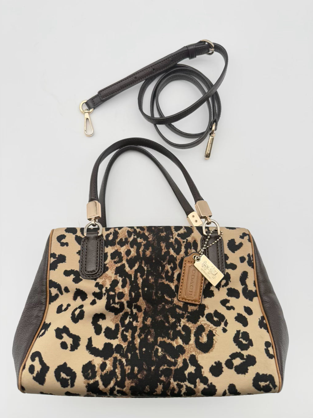 COACH Brown & Black Nylon Animal Print Purse