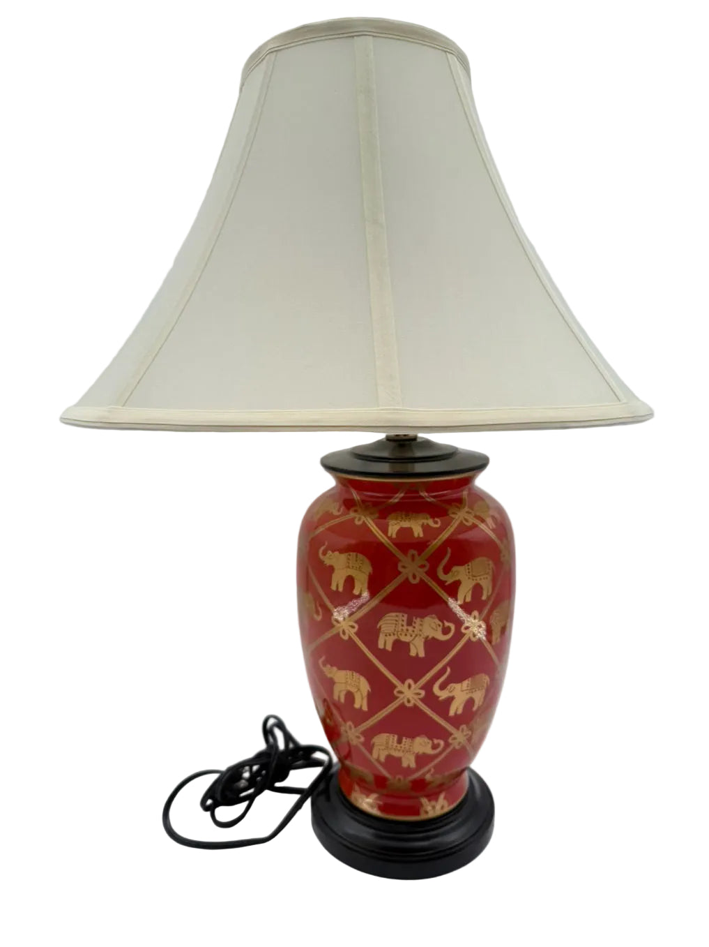 Rust & Gold Ceramic Elephant Lamp w/ Shade