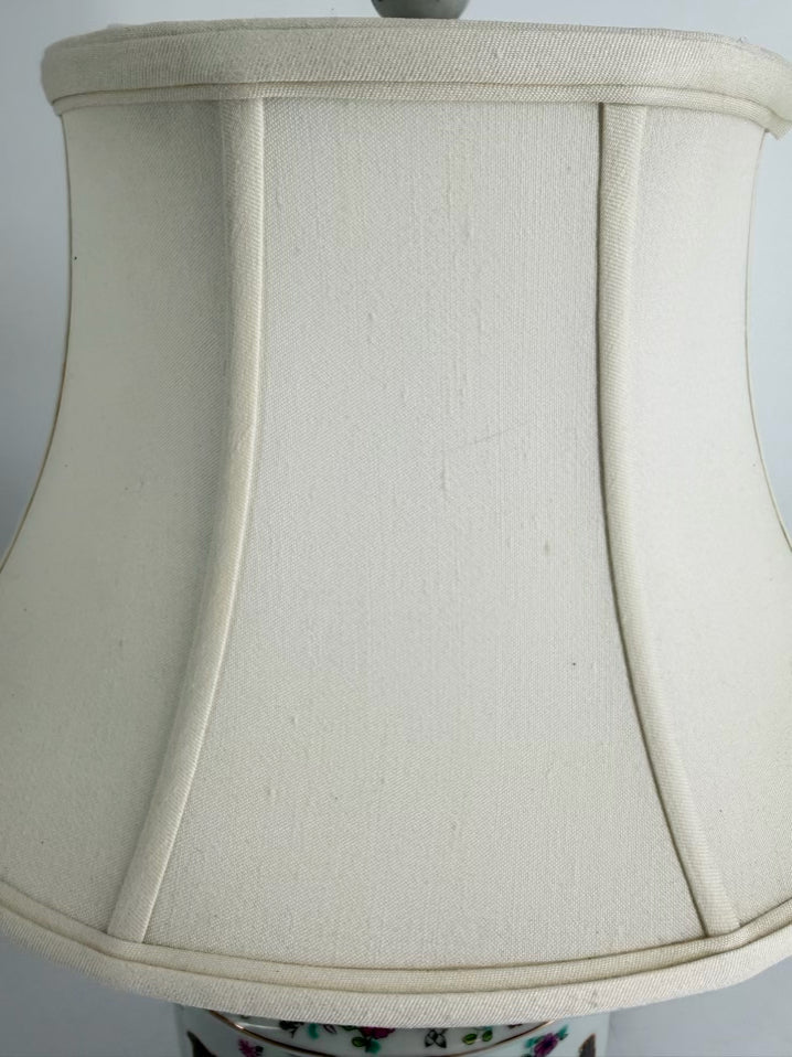 White, Purple, Green & Yellow Porcelain Lamp w/ Shade