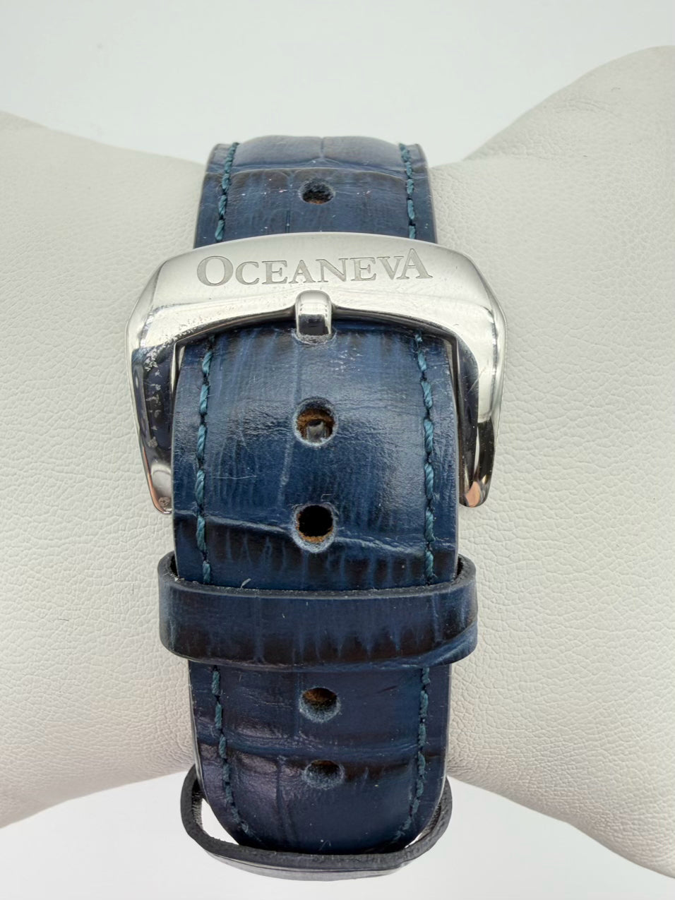OCEANEVA Navy Leather Automatic Watch