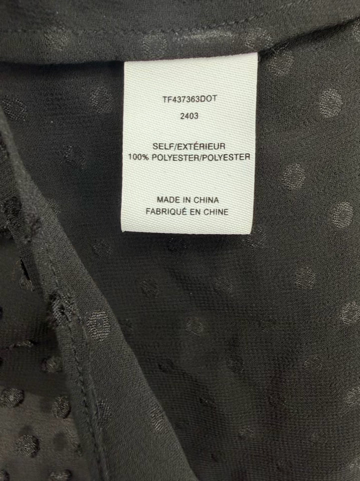DEREK LAM 10 CROSBY Size Wmn's S Black Pleated Swiss Dot Sheer Blouse NWT