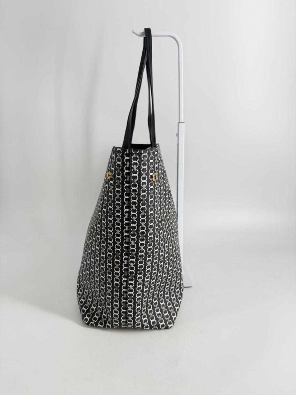 TORY BURCH Gemini Link Navy & White Chain Detail Tote Bag
