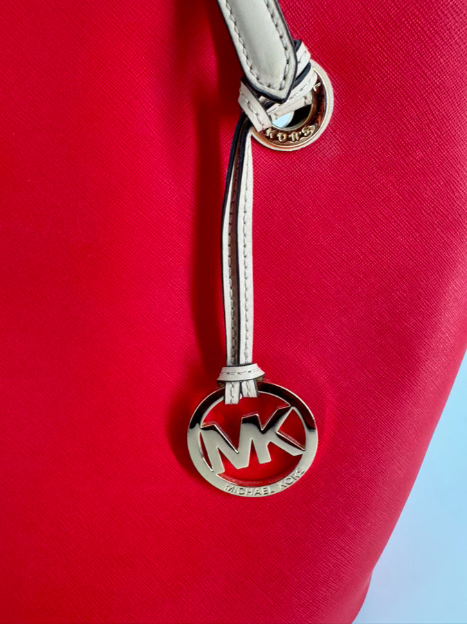 MICHAEL KORS Red & Tan Leather Purse