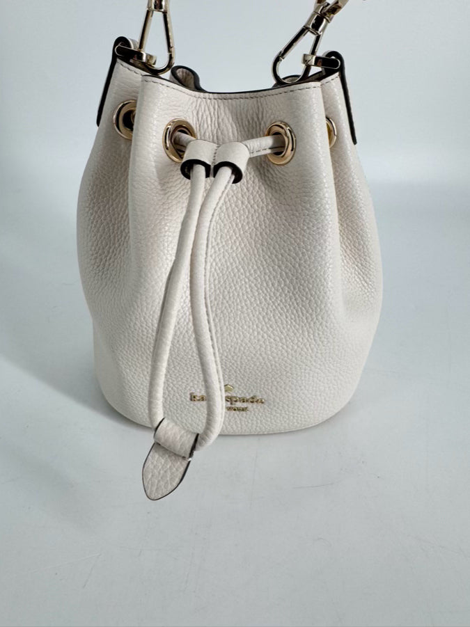 KATE SPADE Cream Leather Bucket Bag w/ Coin Purse