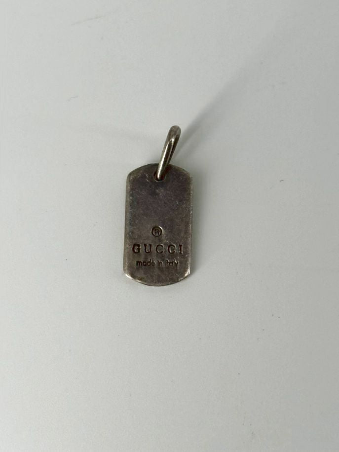 GUCCI Sterling Silver Dog Tag Charm
