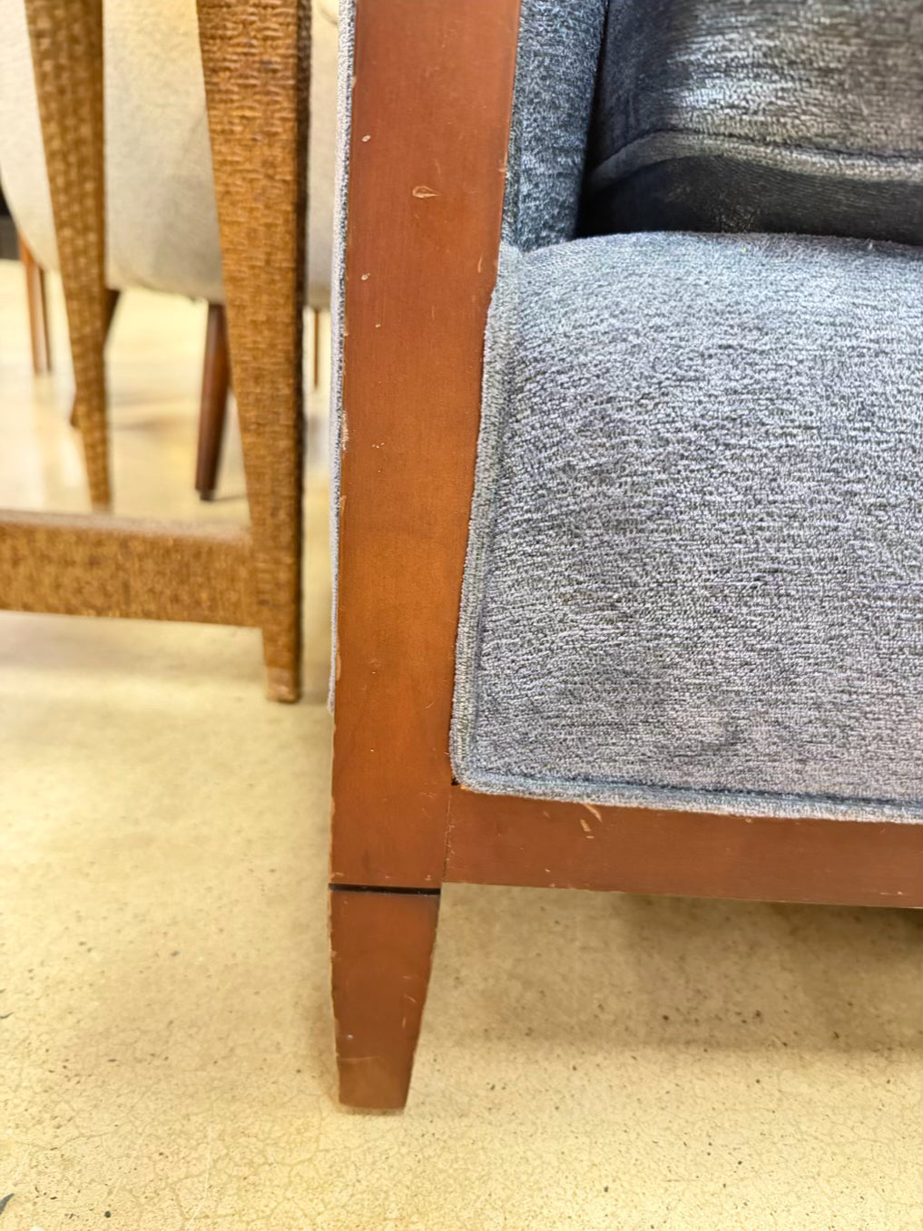 Blue Velveteen Square Sofa