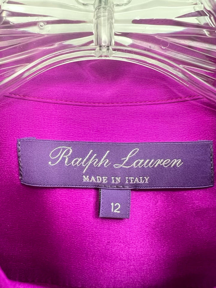 RALPH LAUREN Size 12 Violet Silk Blouse