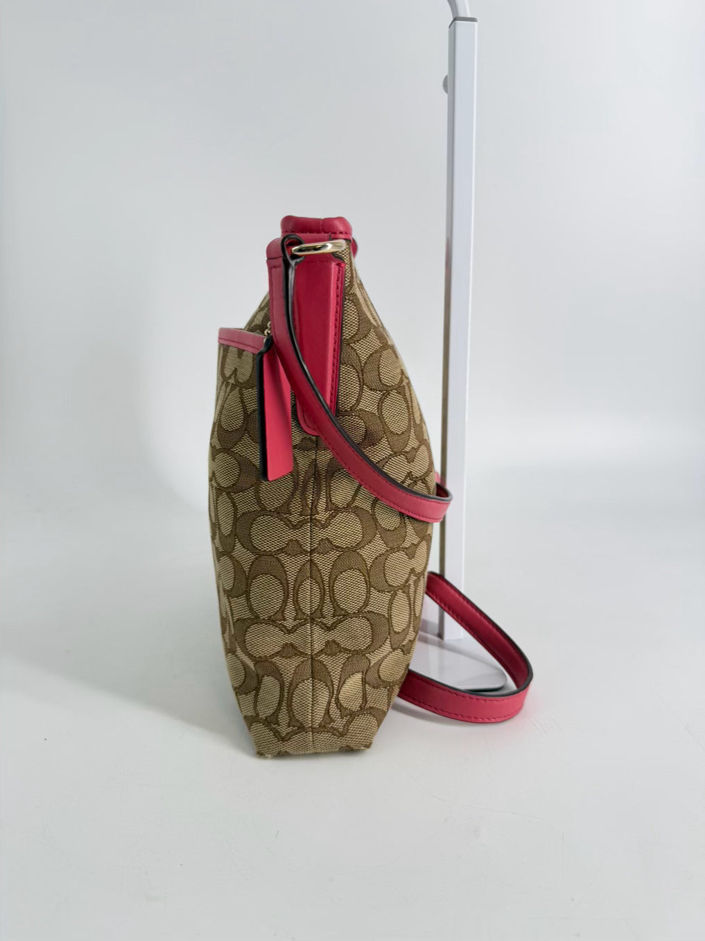 COACH Outline Signature File Brown & Pink Monogram Bag