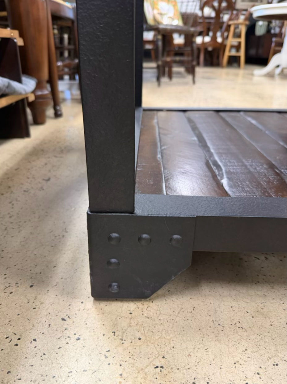Brown & Black Wood & Metal Industrial Look End Table