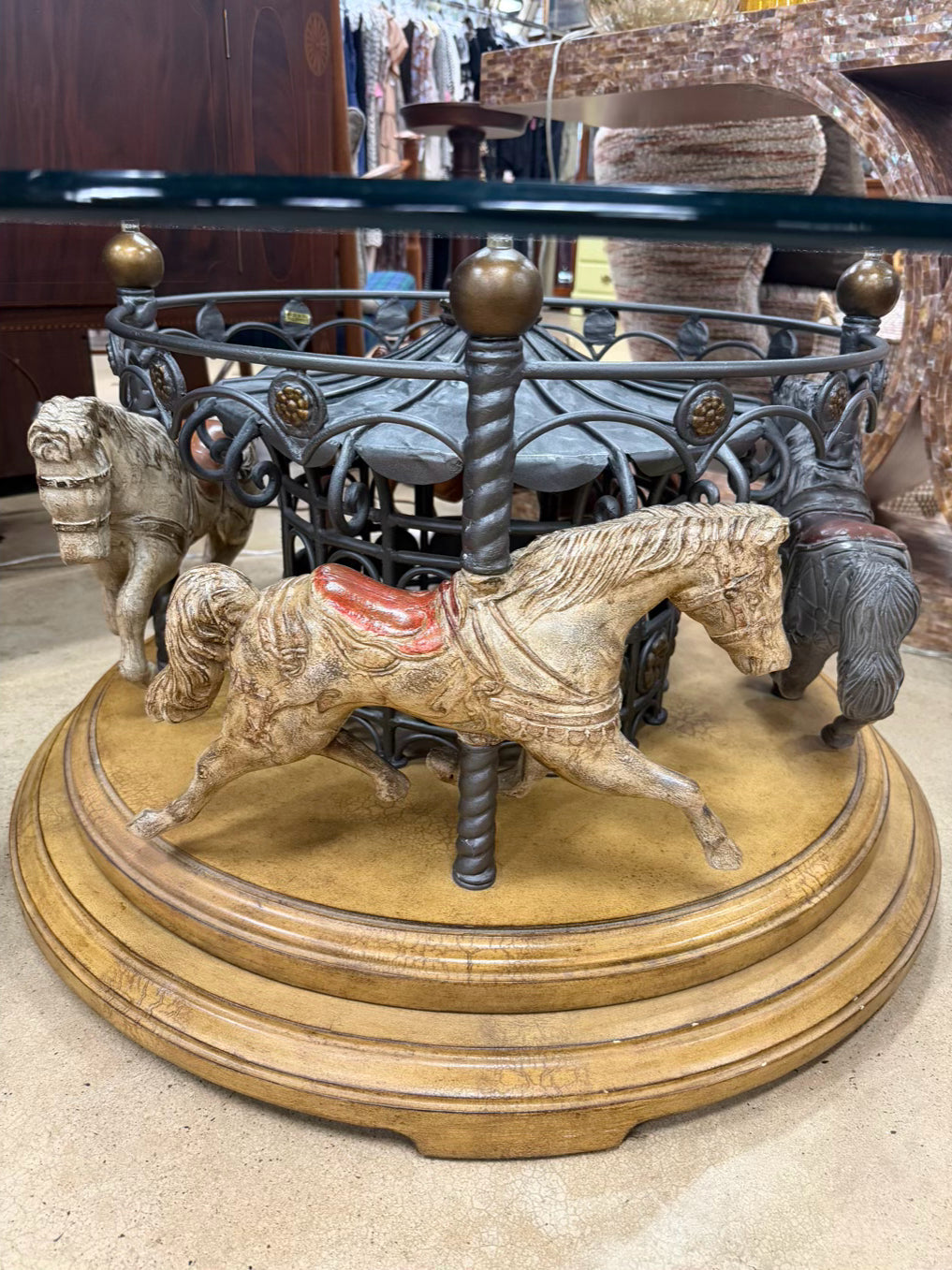 Wood & Glass Carousel Coffee Table