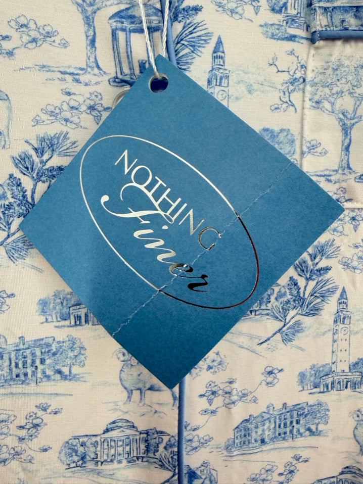 NOTHING FINER UNC - Tar Heels Wmn's Size S White & Blue Print Pajama Set NWT