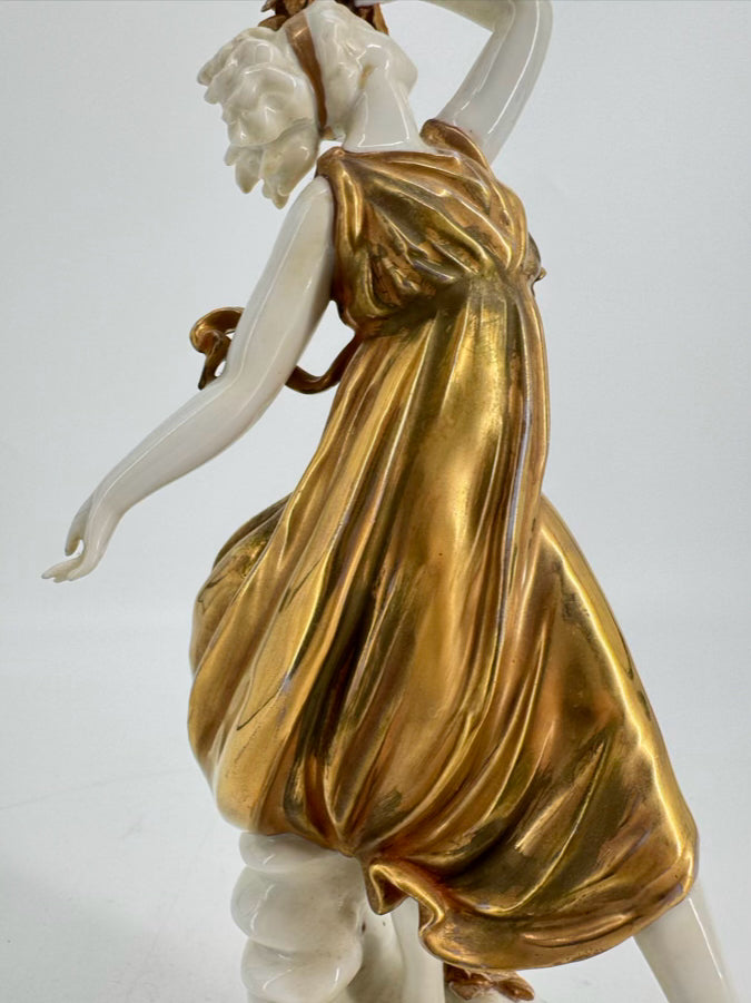 ERNST BOHNE & SOHNE Gold & White Dancing Lady Figurine