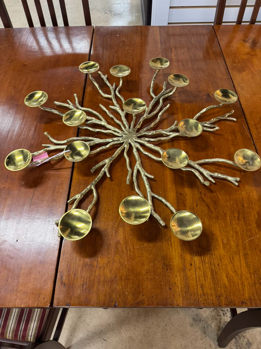 Gold Tone Brass Branch Candleholder Centerpiece