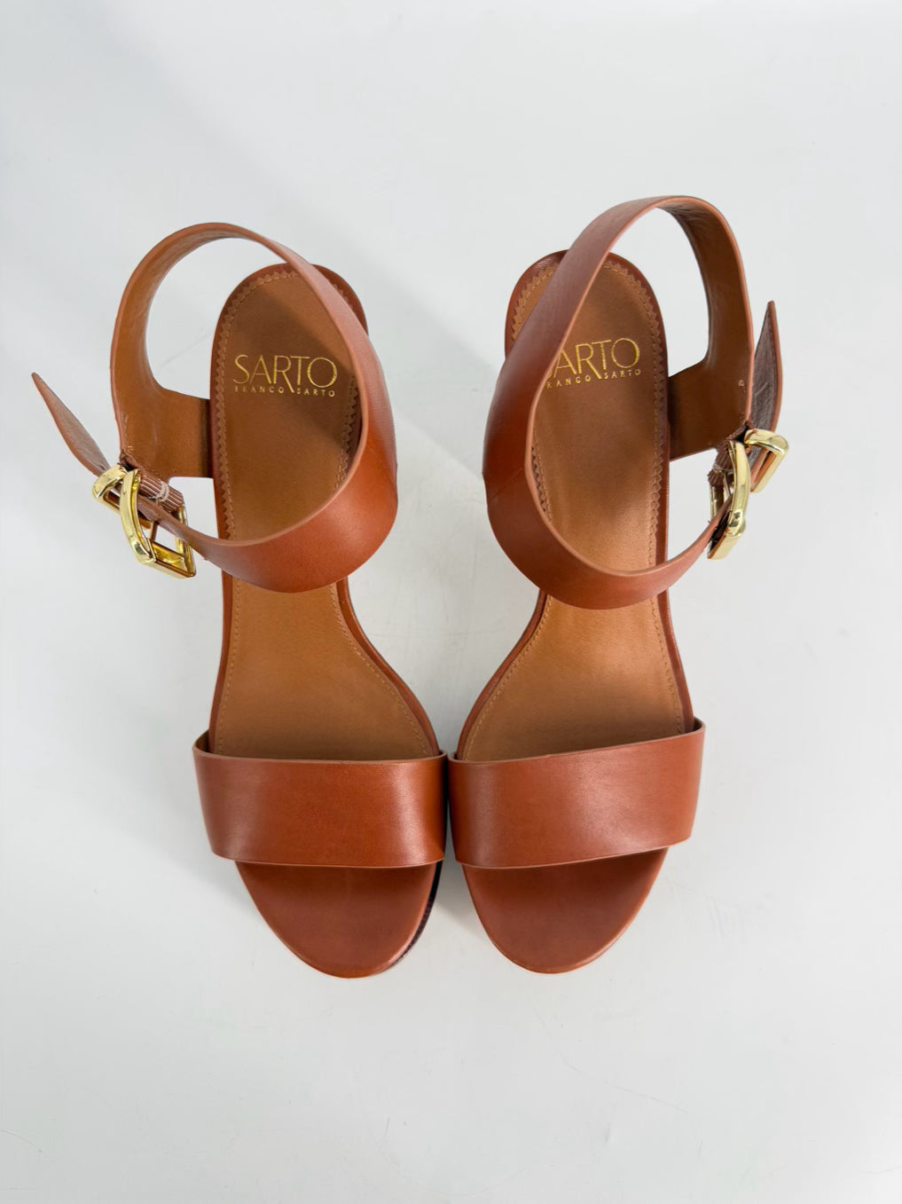 SARTO Size 8.5 Cognac Leather Heels
