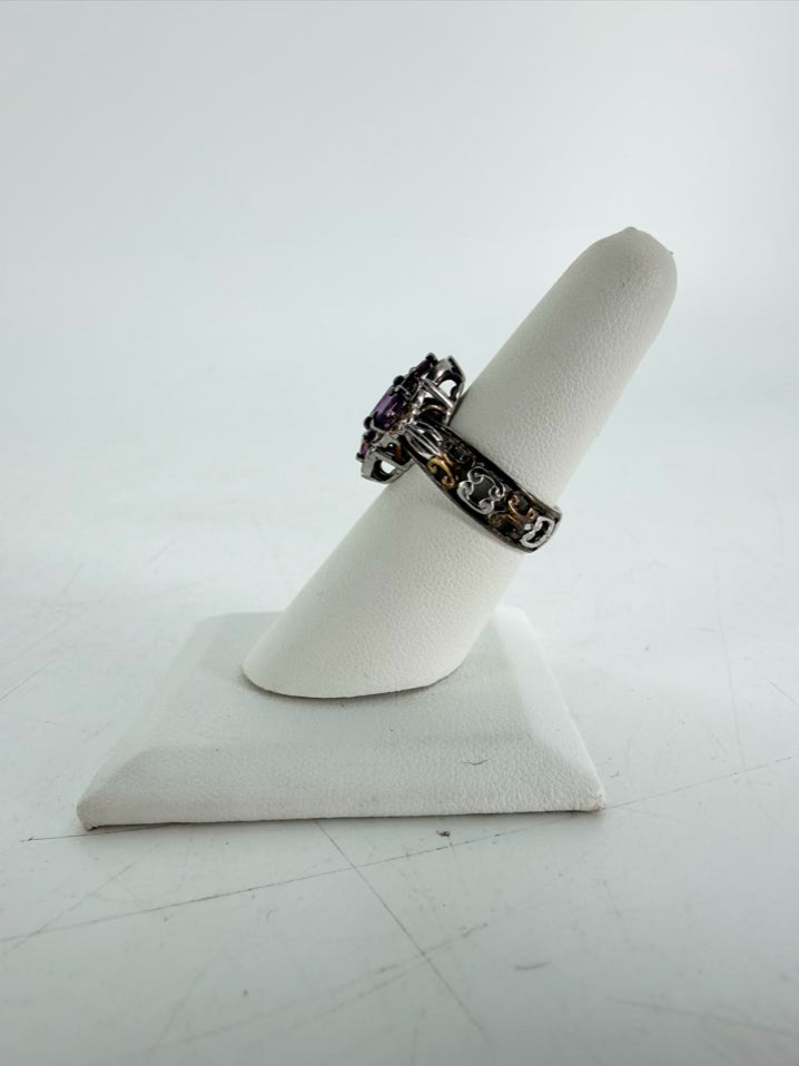 STERLING SILVER Purple Amethyst look Ring