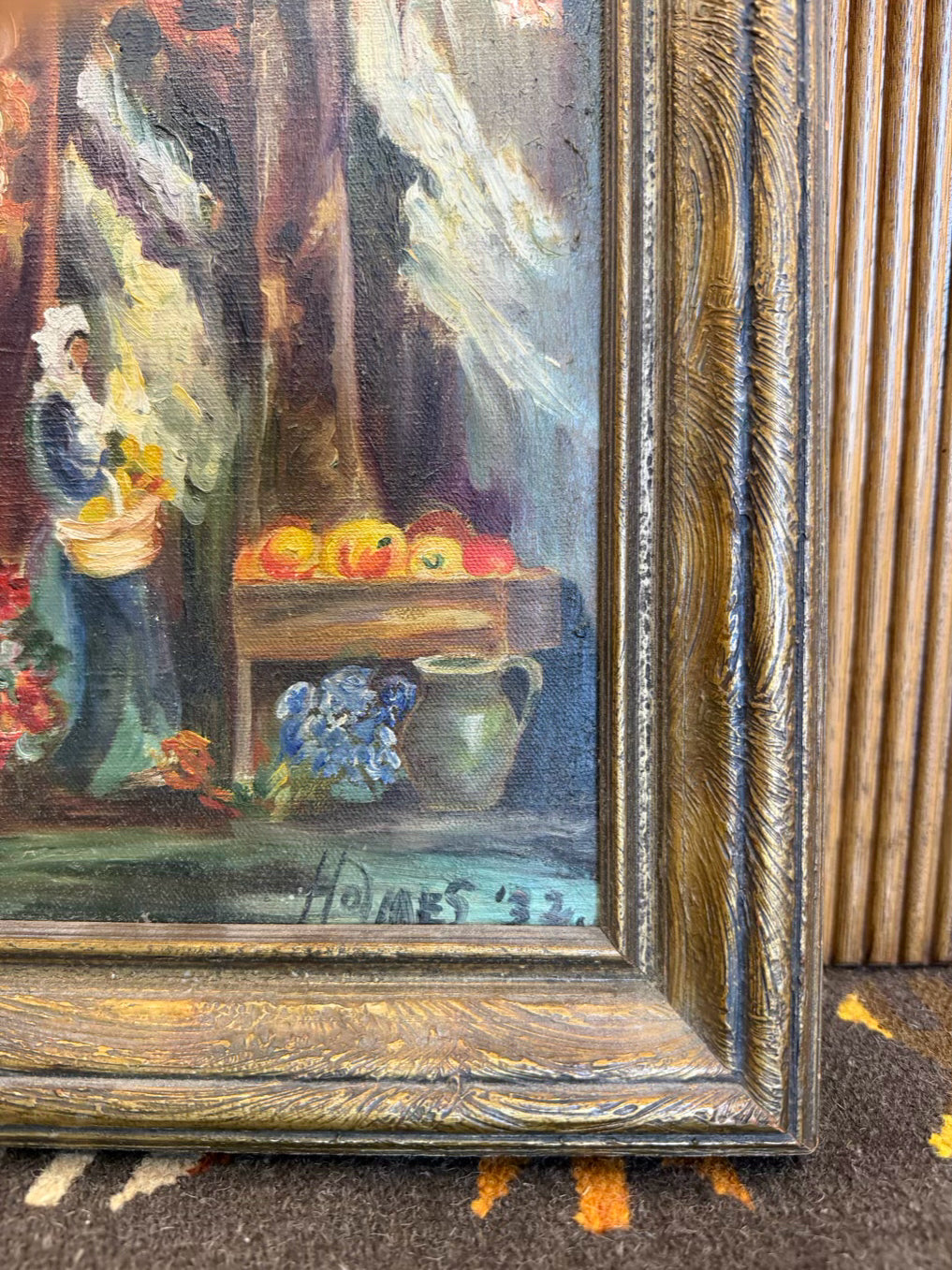 HOLMES Stream By Flower Ladies Shed Painting In Brown Frame