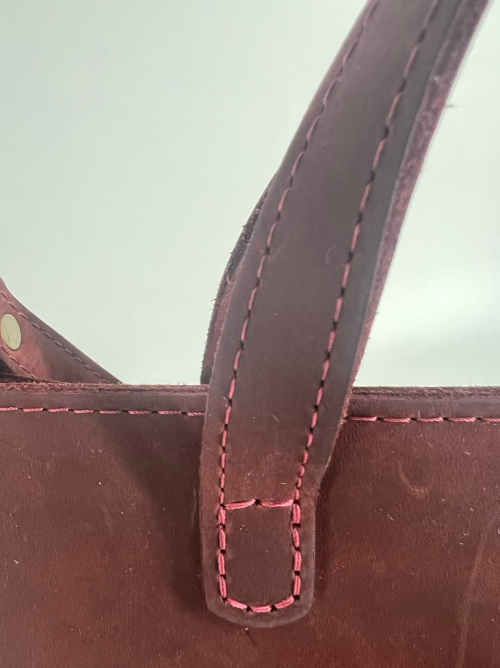 PORTLAND LEATHER CO. Oxblood Leather Tote Bag W/ Wallet
