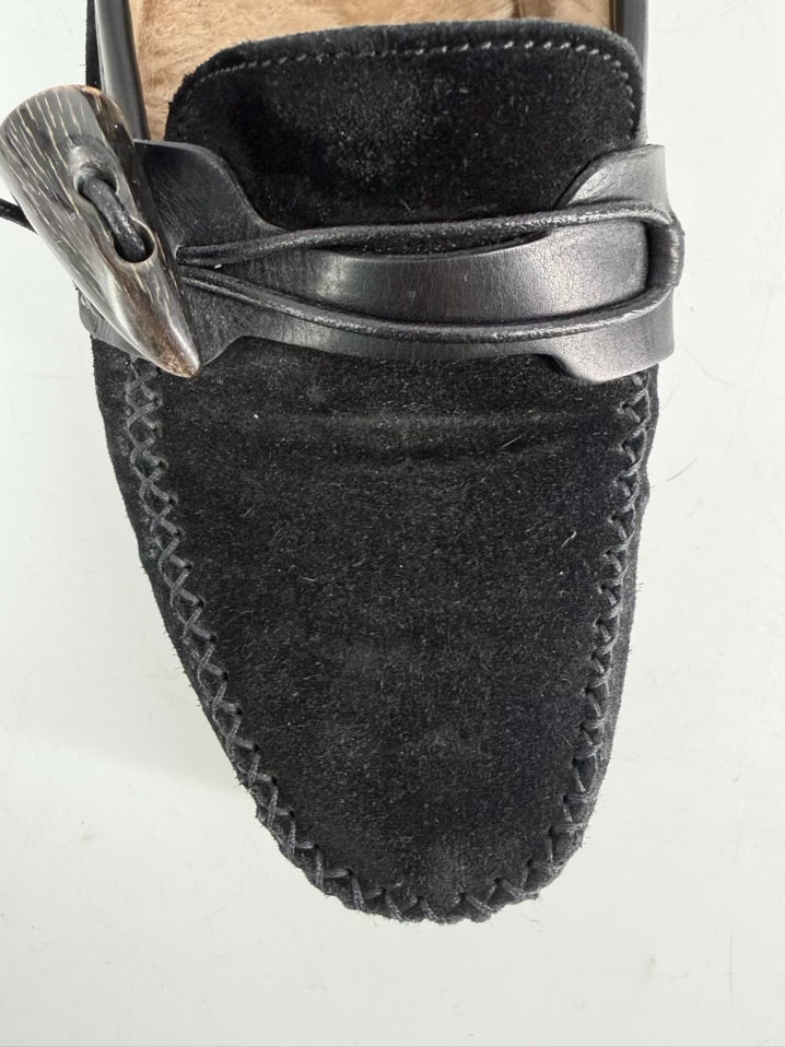 SALVATORE FERRAGAMO Size 9.5 Black Leather Flats
